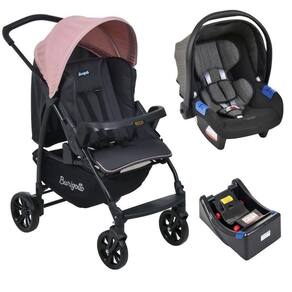 Carrinho De Bebê Ecco Cz Rosa Bebê Conforto E Base