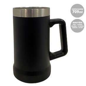 Caneca Térmica Preto 709Ml Cerveja Suco Bebida Gelada Quente