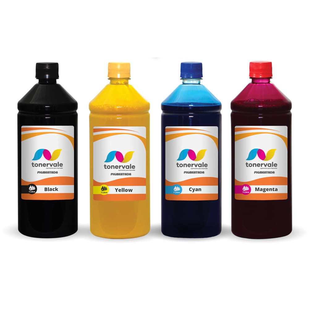 Kit 4 Tinta Compatível Impressora de 1 Litro CMYK Pigmentado