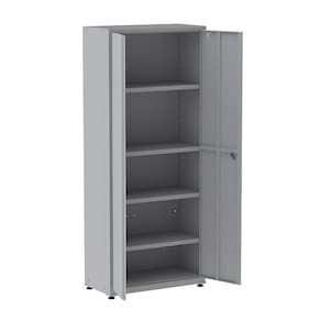 Armario Em Aço 160X75x40 2 Portas Cinza Com Tranca Para Cadeado - Pandin