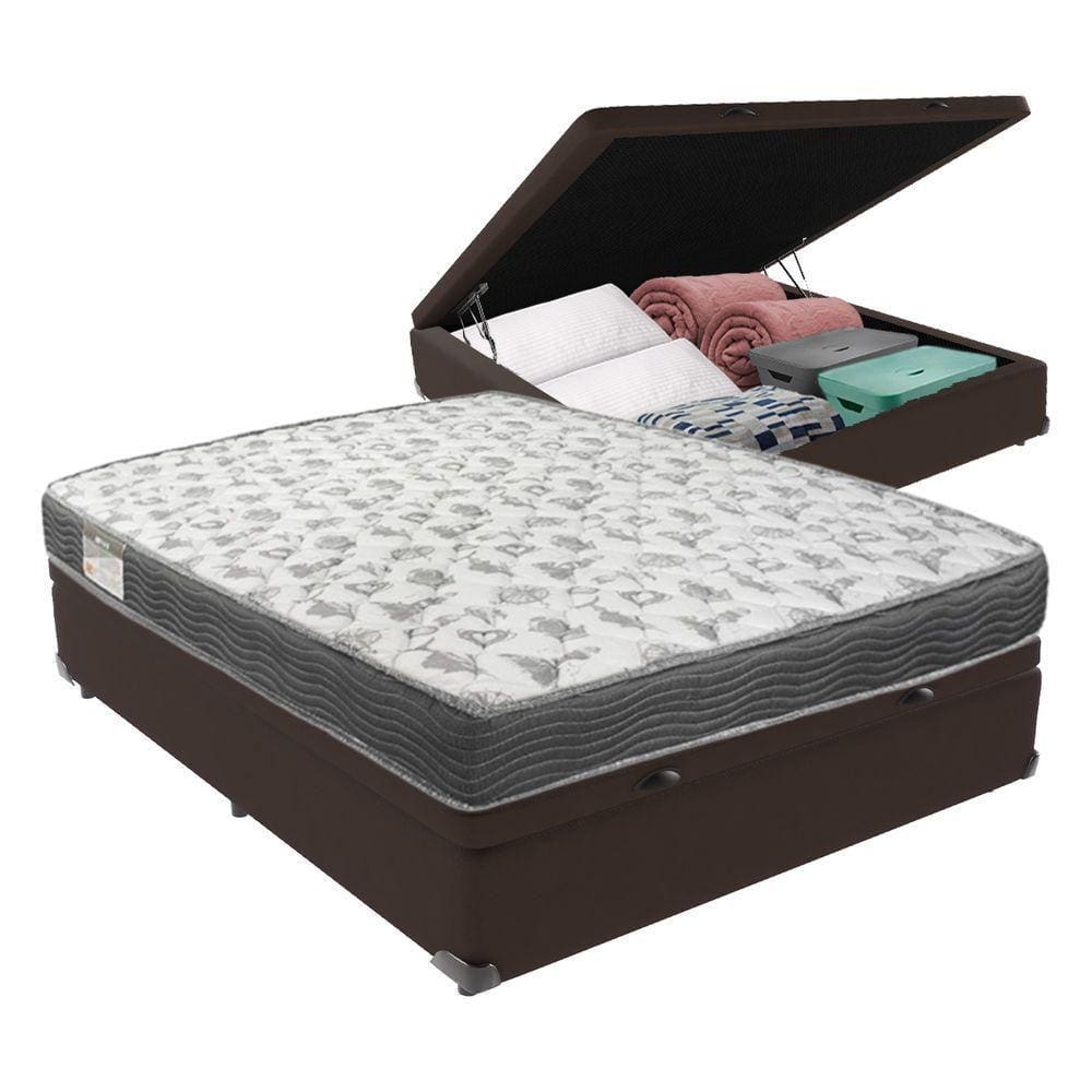 Cama Box Com Baú Ortobom Iso100 Bege D33 Cor:marrom
