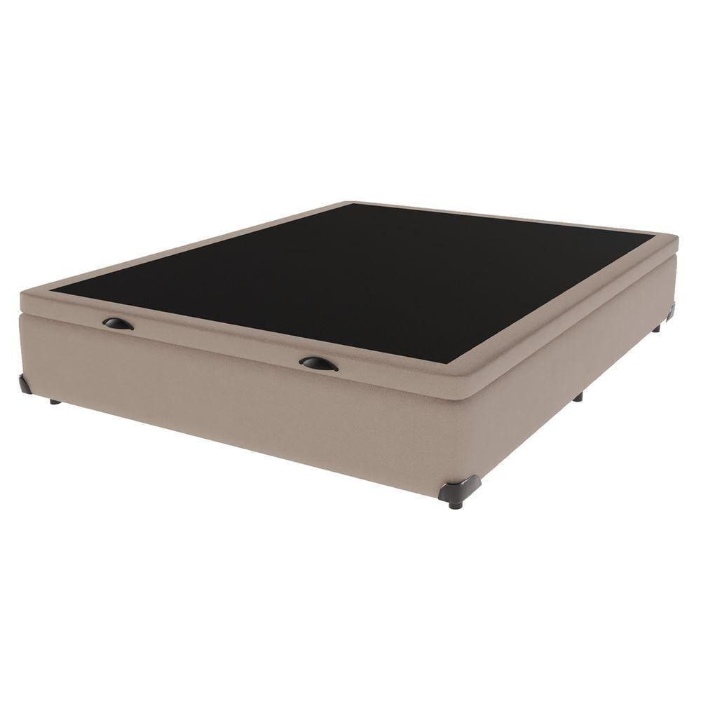 Cama Box Com Baú Casal Bege De Madeira 138cm Kazamix