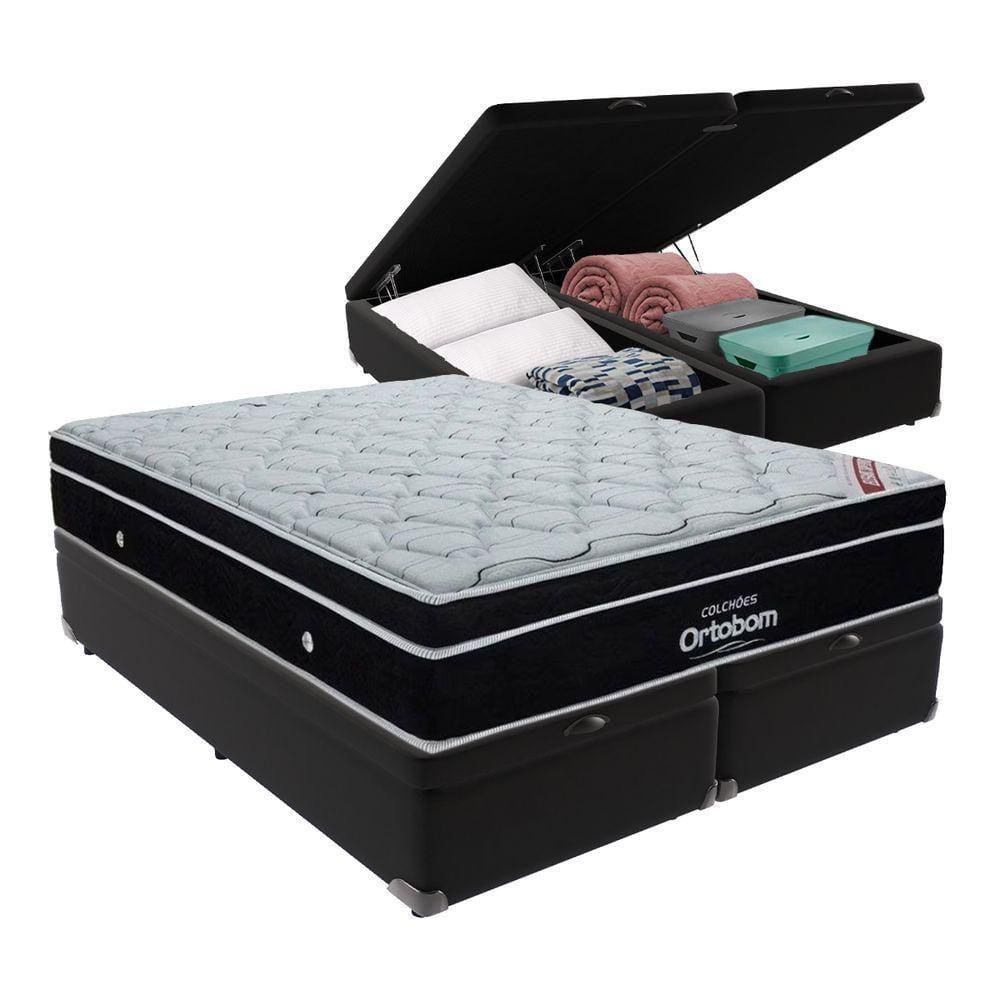 Cama Box King Baú Ortobom Elegant Molas Ensacadas Europillow