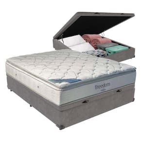 Cama + Box Com Baú Casal E Colchão Freedom Ortobom D33 Cor:cinza