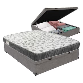 Cama Baú Ortobom Víuvo Iso100 Bege D33 Conforto Firme Cor:cinza