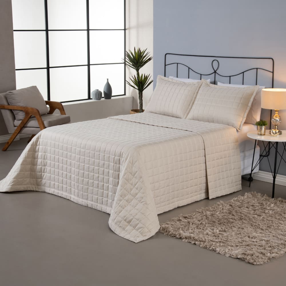 Kit Colcha Cobre Leito Matelado Casal Padrão 3 Peças Dupla Face Soft