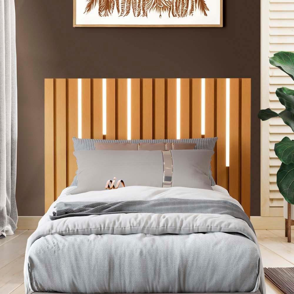 Cabeceira Ripada Com Led Solteiro Suspensa Nature Kate Shop Jm