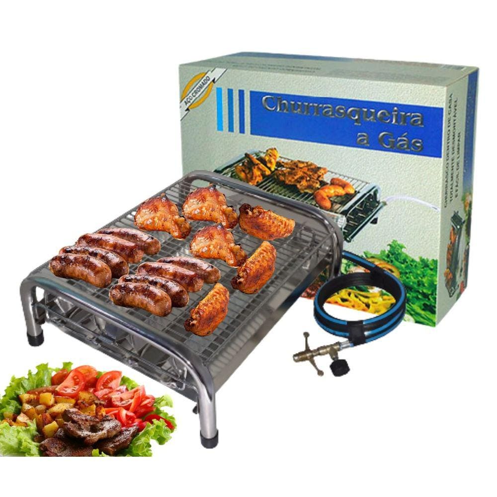 Churrasqueira A Gás Com 4 Queimadores De Aço Cromado