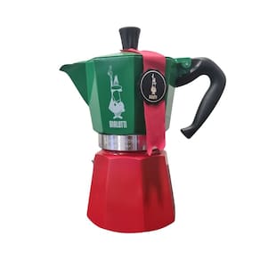 Cafeteira Bialetti Itália Moka Express Importada Italiana 06 Xícaras de café Verde e Vermelha Alumínio Indução e Fogão
