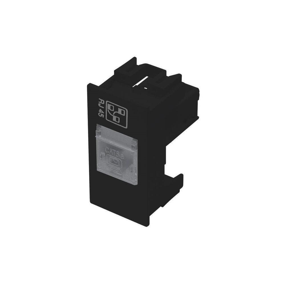 Módulo Tomada Para Rede De Informática Fame Habitat Black Rj45 Cat6 8 Vias Preto