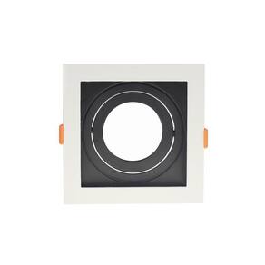 Spot De Embutir Recuado Nordecor Flea Para 1 Lâmpada Par 30 Quadrado Branco E Preto