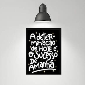 Quadro Motivacional Determinação Sucesso 45X34Cm - Com Vidro