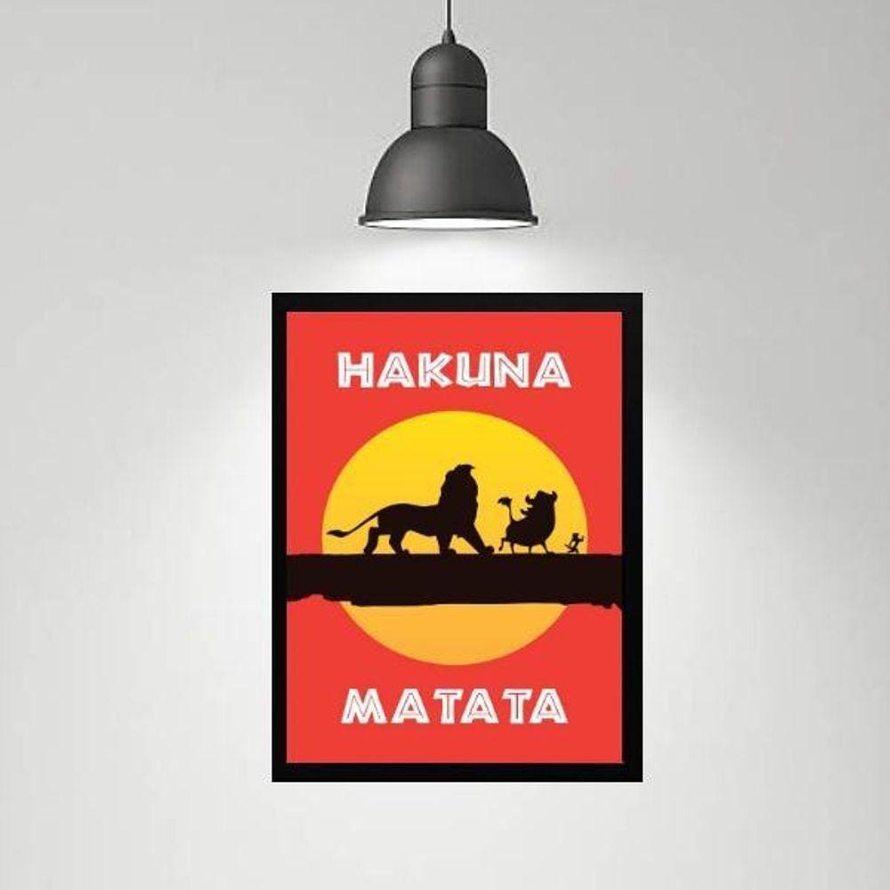 Quadro Hakuna Matata - Filme Rei Leão 45X34Cm - Com Vidro