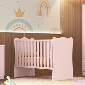 Berço Simples Doce Sonho 1 Qmovi Rosa Acetinado