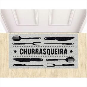 Tapete Capacho Divertido Area do Churrasco Para Decoração