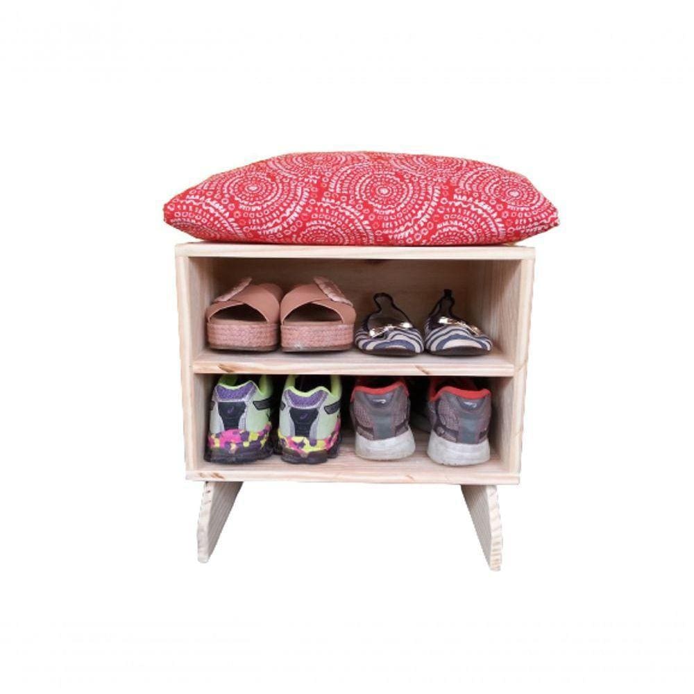 Sapateira Madeira Puff Mandala Red
