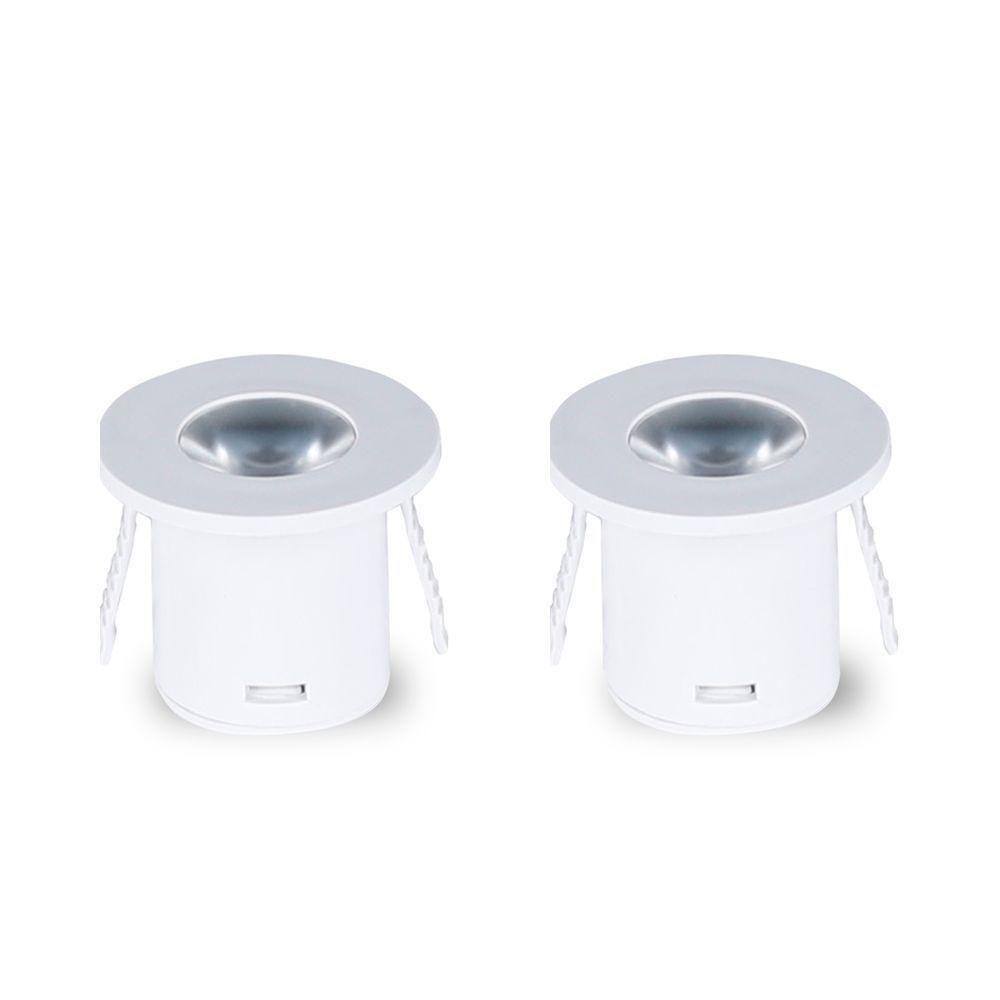 Kit 2 Spot Para Móvel Taschibra Pik Led Redondo Branco Bivolt 6500k Luz Fria