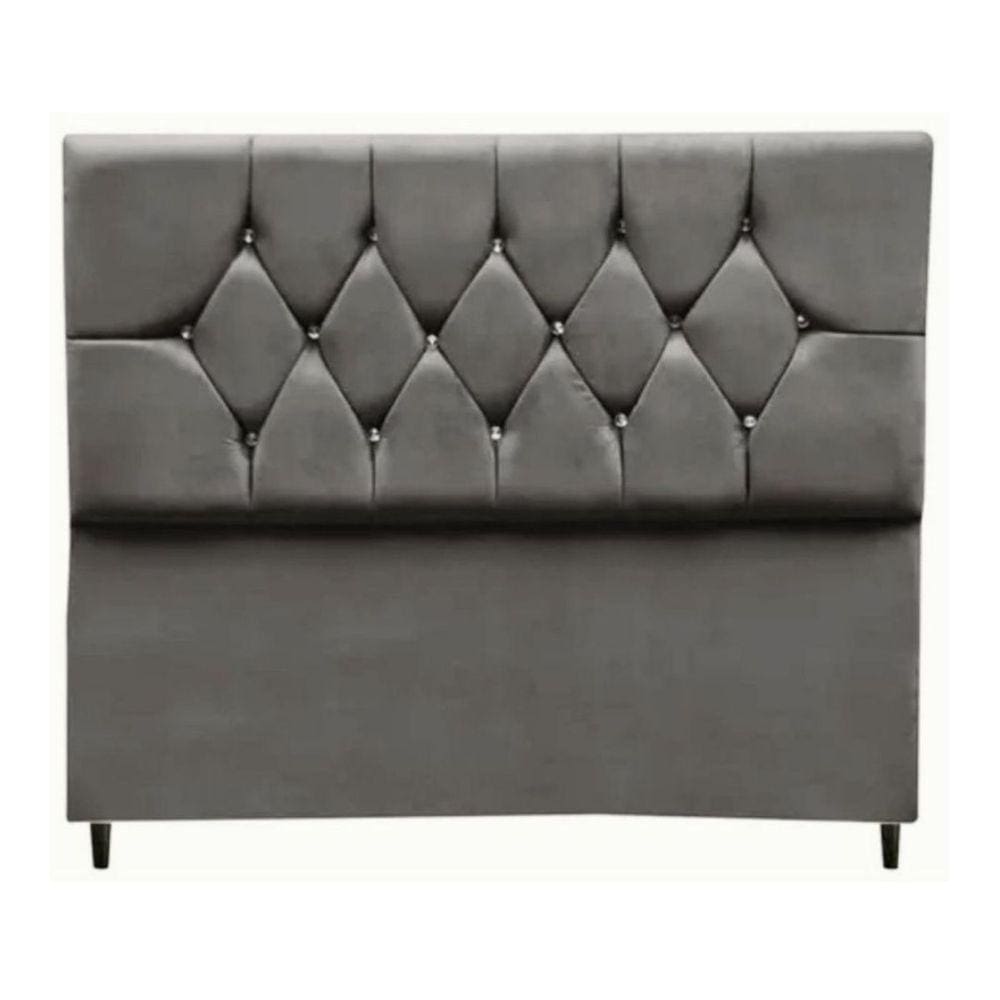 Cabeceira Cama Box Estofada Casal 140 cm Geovana Suede Cinza