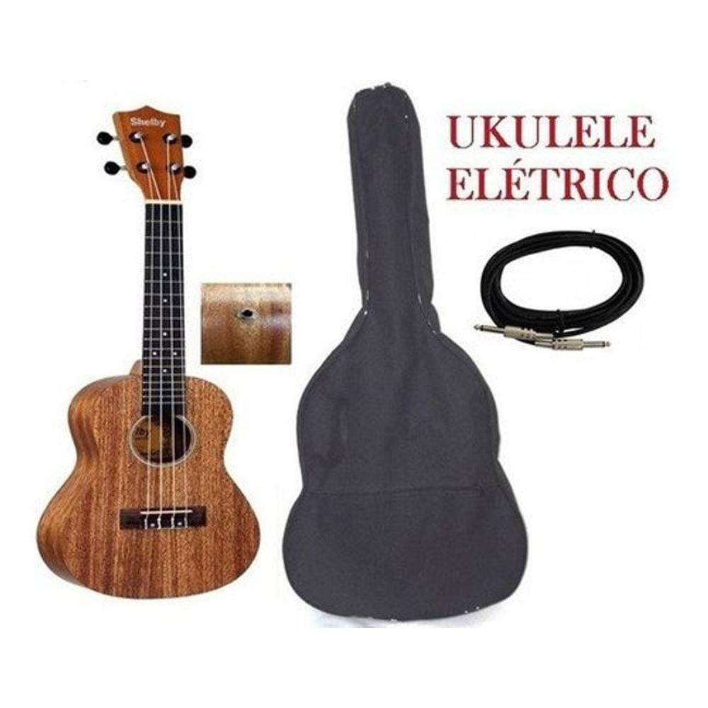 Ukulele Elétrico Shelby Su21M Soprano Com Capa E Cabo
