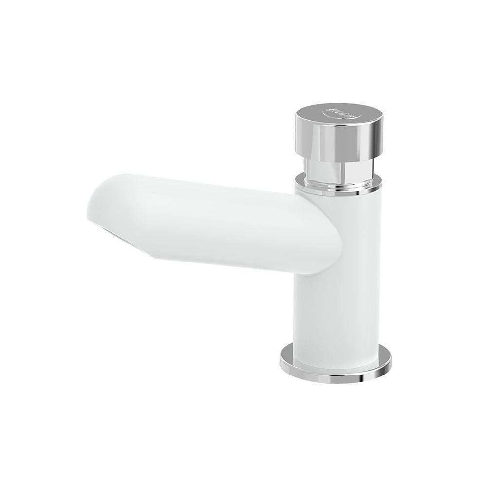 Torneira Plástica Com Fechamento Automático Blukit De Bancada Branca