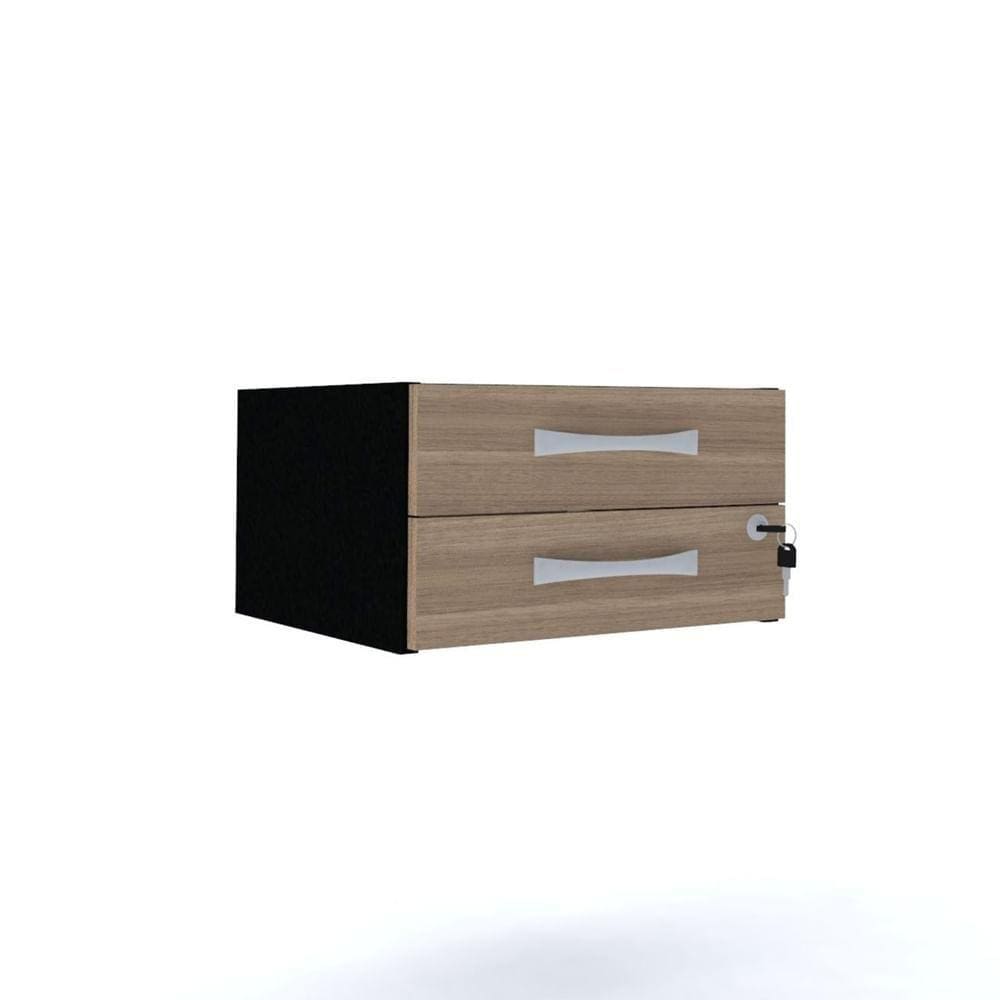 Gaveteiro Aéreo Tub 2 Gavetas com Chaves PE40 em MDP Cor Noce Naturalle