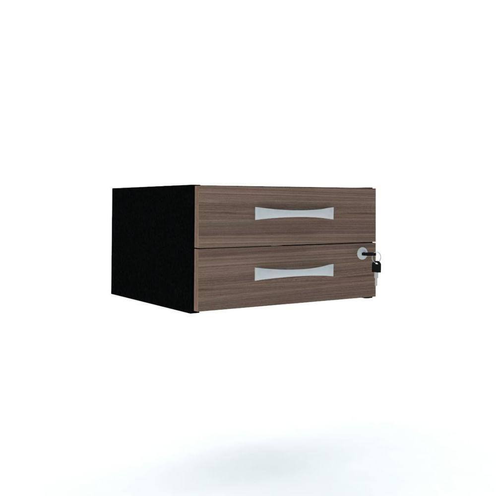 Gaveteiro Aéreo Tub 2 Gavetas com Chaves PE40 em MDP Cor Walnut