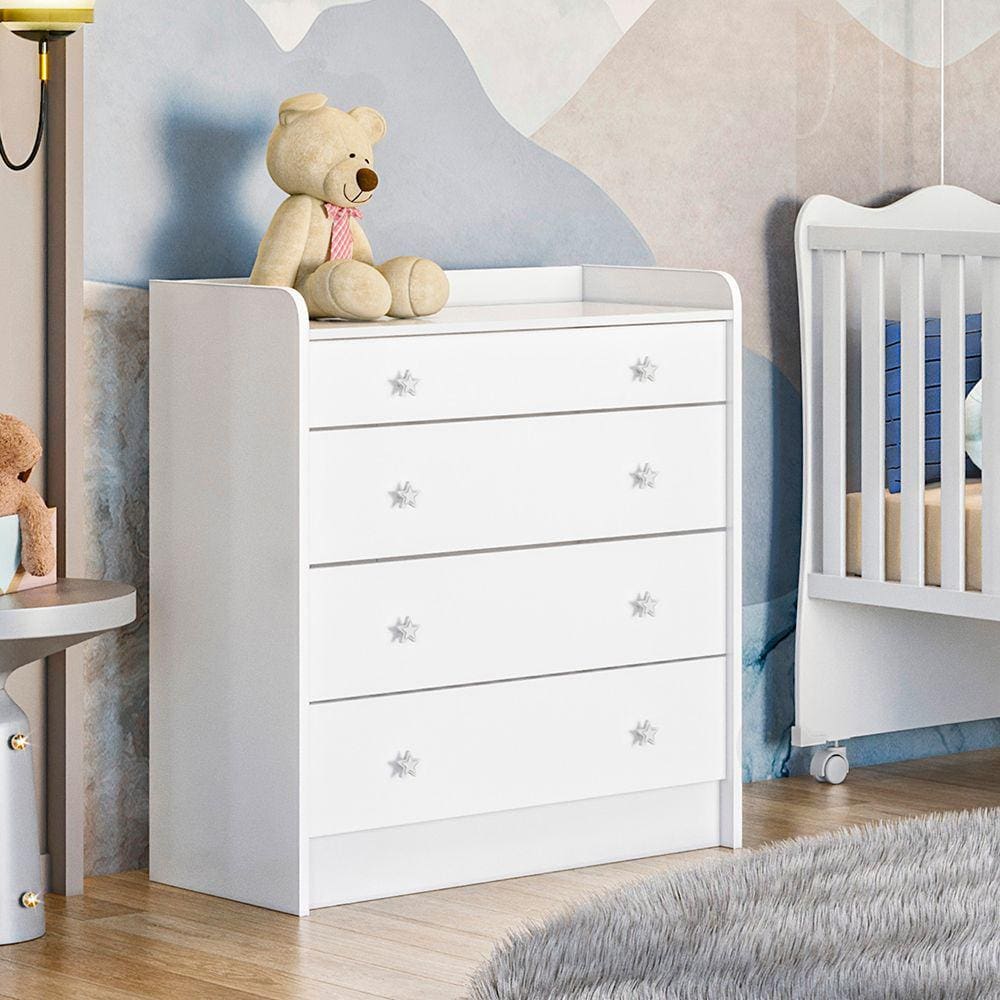 Cômoda Infantil com Trocador Doce Sonho 2523 Qmovi Branco