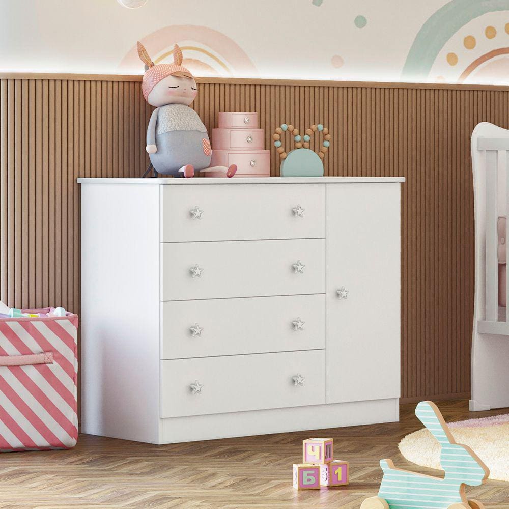 Cômoda Sapateira Infantil Doce Sonho 2561 Qmovi Branco