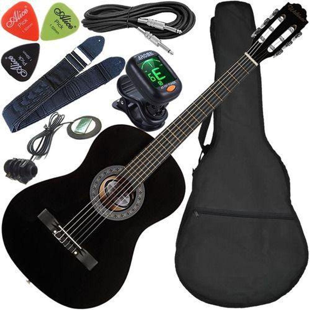 Kit Violão Waldman Elétrico Popstar Pp1 Rosa Nylon Com Capa