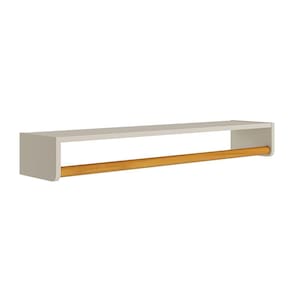Prateleira Theo com Cabideiro Areia Fosco e Madeira - 93cmx20cmx13cm