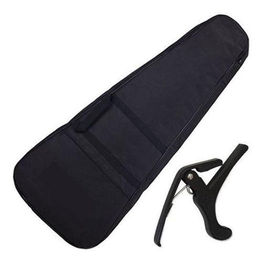 Kit Capa Nylon Acolchoada Para Vioão Clássico + Capotraste