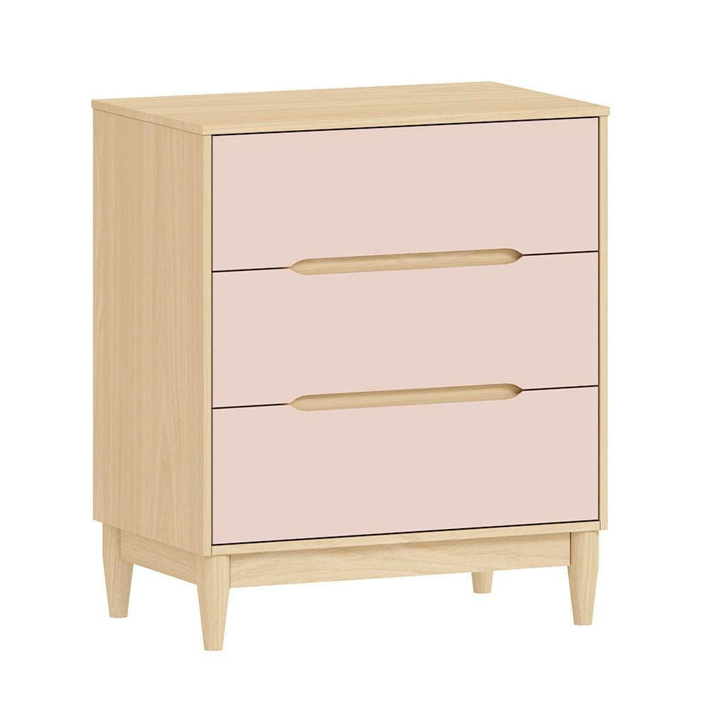 Cômoda Tomi 3 Gavetas - Carvalho Malva com Rosa