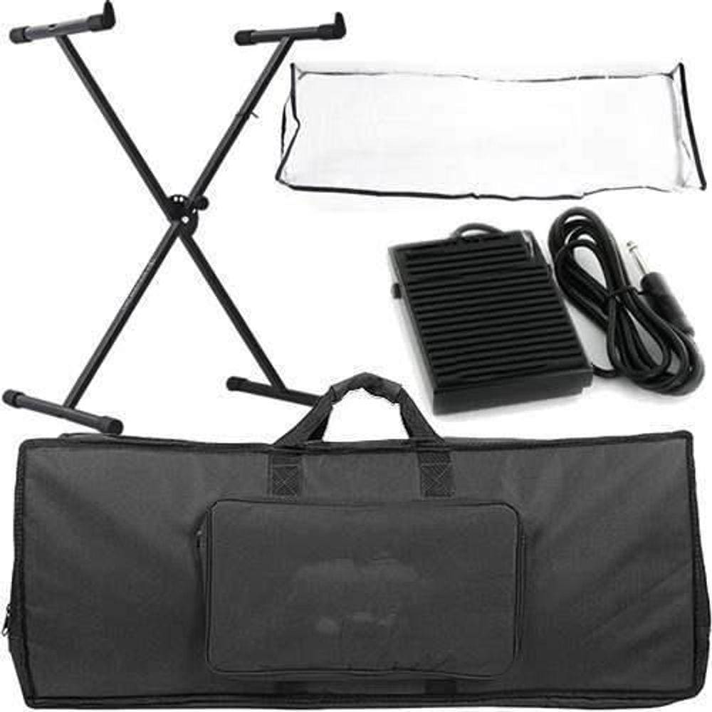 Kit Para Teclado Com Capa + Pedal + Suporte + Cobertura