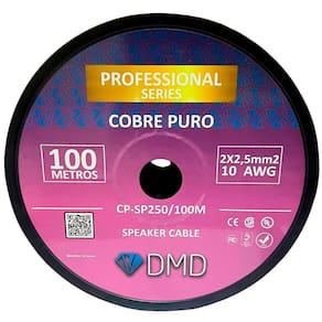Diamond Cable DMD CP-SP250 - Cabo para caixas acústicas 2x2,5mm² 10 AWG Cobre Puro Polarizada (100 metros)