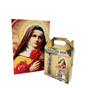 Quebra-cabeça Exclusivo Santa Terezinha de 60 peças + Terço para rezar