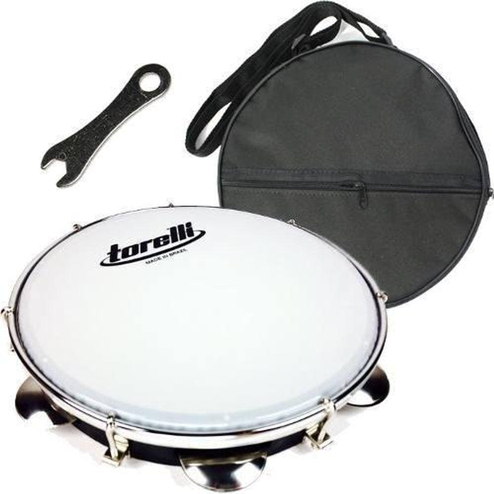 Kit Pandeiro Pele Nylon 10 Pol Capa Chave Torelli Tp309Bc