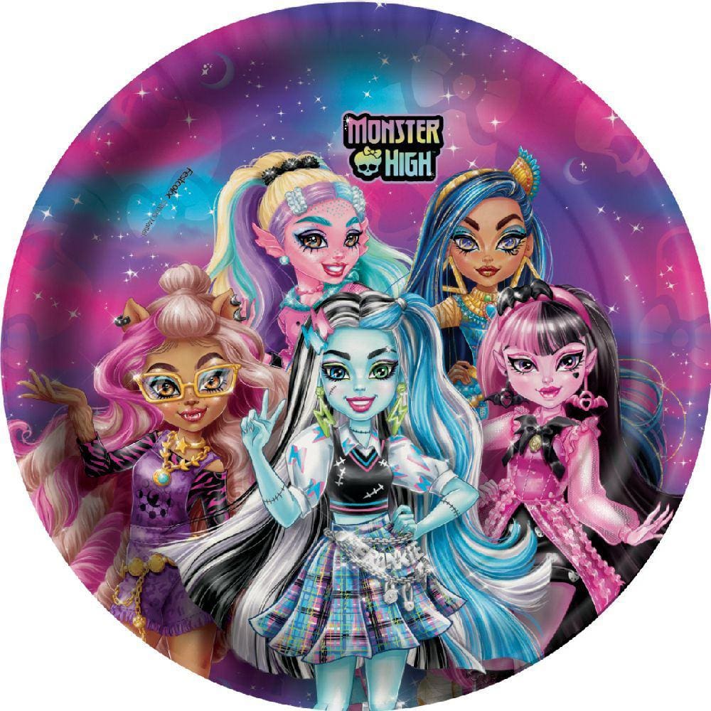16 Pratos Redondo Tema Festa Monster High
