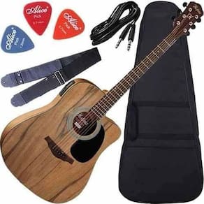 Kit Completo Violão Hofma Eletroacústico Aço Folk Hmf270