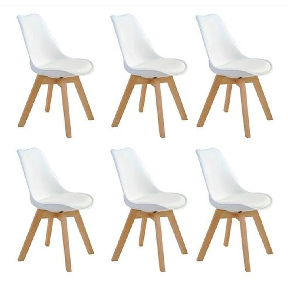 Kit 6 Cadeiras Leda Saarinen Design Branca Sala Cozinha Jantar