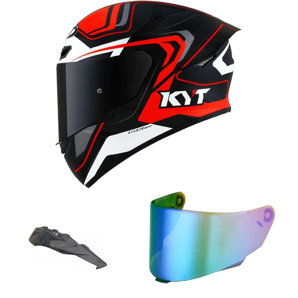 Capacete KYT TT Course Overtech Laranja Mais Viseira Camaleão e Spoiler Fumê
