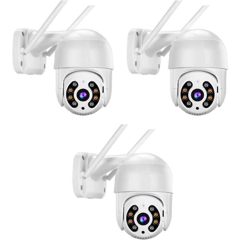 Kit 3 Câmera Segurança Ip66 Wi-Fi A Prova D`Água Externa