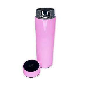 Garrafa Térmica Rosa 500Ml Termômetro Digital Tampa Touch