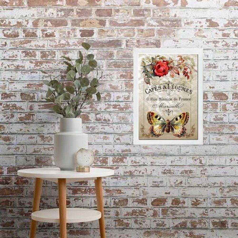 Quadro Borboleta Vintage - Café 24X18Cm