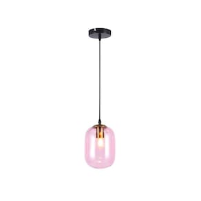 Pendente Glass Vidro Rosa 20cm 1E27