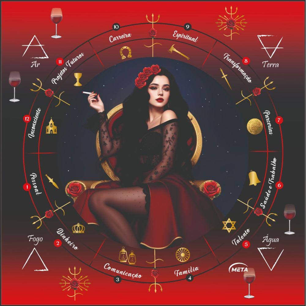 A Legítima Toalha Tecido Jogo Cartas Maria Padilha 70x70cm