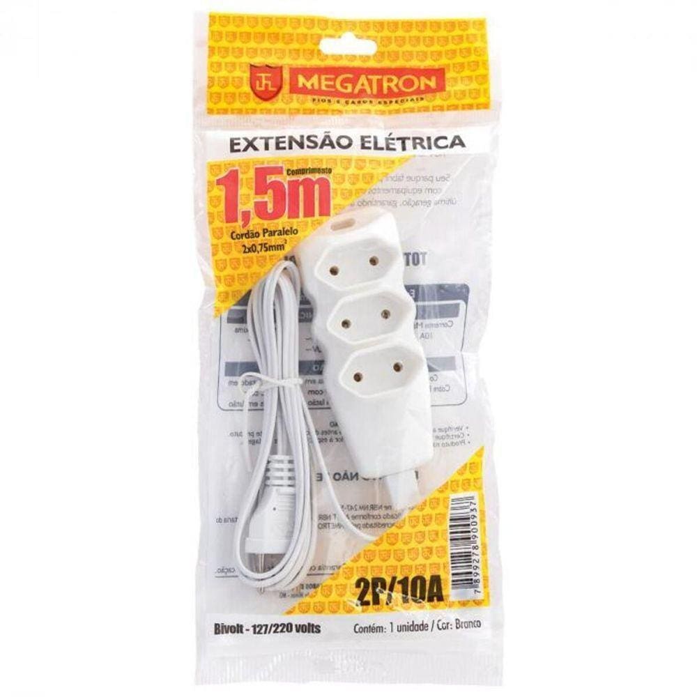 Extensao Cabo Pl 2x0,75 1,5 Metros Branca 93