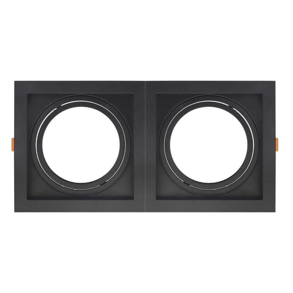 Spot De Embutir Quadrado Recuado Duplo Ar111 Direcionável Preto