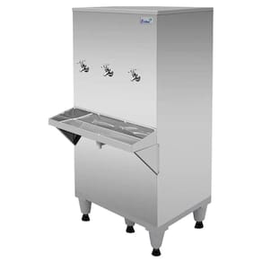 Bebedouro Industrial Inox Coluna 100 Litros 3 Torneiras Ra10 Com Kit Filtro 220V - Frisbel
