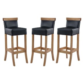 Kit 3 Banquetas Alta Encosto Estofada 36 x 100 Cm Diamantina Madeira Maciça Mel Facto Preto