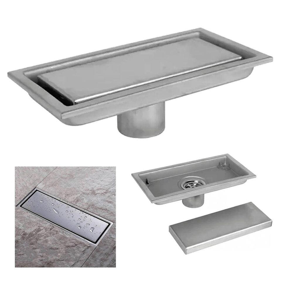 Ralo Linear Piso Invisível Oculto 40Cm Anti Inseto Inox